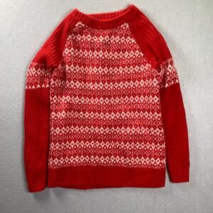 Duluth Trading Co Fair Isle Knit Sweater Womens Medium Red Alpaca Wool Blend